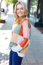 Load image into Gallery viewer, Be Bold Ivory & Rust Checker Jacquard Knit Sweater