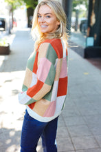 Load image into Gallery viewer, Be Bold Ivory & Rust Checker Jacquard Knit Sweater