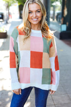 Load image into Gallery viewer, Be Bold Ivory & Rust Checker Jacquard Knit Sweater