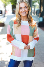 Load image into Gallery viewer, Be Bold Ivory & Rust Checker Jacquard Knit Sweater