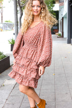 Load image into Gallery viewer, Feminine Flair Terracotta Leopard Print Ruffle Tiered Dress