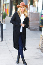 Load image into Gallery viewer, Walk The Walk Black Ribbed Longline Cardigan