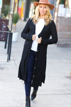 Load image into Gallery viewer, Walk The Walk Black Ribbed Longline Cardigan