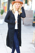 Load image into Gallery viewer, Walk The Walk Black Ribbed Longline Cardigan