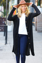 Load image into Gallery viewer, Walk The Walk Black Ribbed Longline Cardigan