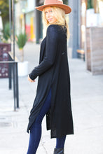 Load image into Gallery viewer, Walk The Walk Black Ribbed Longline Cardigan