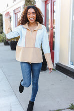 Load image into Gallery viewer, Holiday Vibes Grey/Beige Fleece Zip Up Cinched Hem Pullover