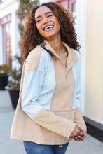 Load image into Gallery viewer, Holiday Vibes Grey/Beige Fleece Zip Up Cinched Hem Pullover