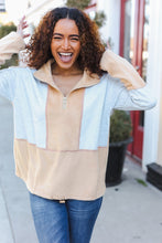 Load image into Gallery viewer, Holiday Vibes Grey/Beige Fleece Zip Up Cinched Hem Pullover