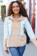 Load image into Gallery viewer, Holiday Vibes Grey/Beige Fleece Zip Up Cinched Hem Pullover