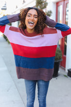Load image into Gallery viewer, Lock Eyes Lilac Multi-Stripe Ribbed Knit Sweater Pullover