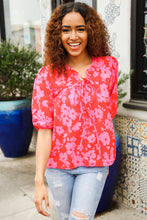 Load image into Gallery viewer, New Day Red Ribbon Bow Detail Floral Woven Blouse
