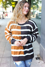 Load image into Gallery viewer, Camel & Charcoal Striped Color Block Sweater