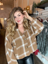 Load image into Gallery viewer, Plaid Pattern Oversized Jacket: TAUPE