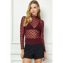 Load image into Gallery viewer, LONG SLEEVE MERROW EDGE LACE TOP : TAWNY RORT / S