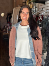 Load image into Gallery viewer, Fleece and Denim Contrast Shacket