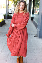 Load image into Gallery viewer, Love Found Rust Mock Neck Embossed Lined Dress