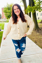 Load image into Gallery viewer, Follow Me Oatmeal Pointelle Knit Button Down Cardigan
