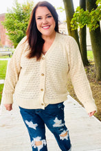 Load image into Gallery viewer, Follow Me Oatmeal Pointelle Knit Button Down Cardigan