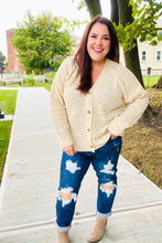 Load image into Gallery viewer, Follow Me Oatmeal Pointelle Knit Button Down Cardigan