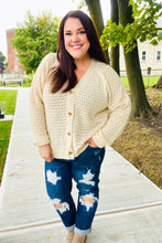 Load image into Gallery viewer, Follow Me Oatmeal Pointelle Knit Button Down Cardigan