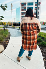 Load image into Gallery viewer, Stand Out Rust & Taupe Color Block Plaid Longline Shacket