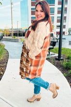 Load image into Gallery viewer, Stand Out Rust & Taupe Color Block Plaid Longline Shacket