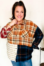 Load image into Gallery viewer, Catch Glances Muticolor Plaid Color Block Snap Button Shacket