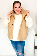 Load image into Gallery viewer, Fall Vibes Taupe Corduroy Snap Button Quilted Vest