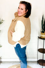Load image into Gallery viewer, Fall Vibes Taupe Corduroy Snap Button Quilted Vest