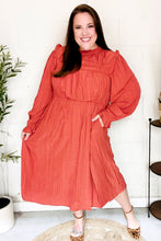Load image into Gallery viewer, Love Found Rust Mock Neck Embossed Lined Dress