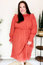 Load image into Gallery viewer, Love Found Rust Mock Neck Embossed Lined Dress