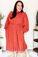 Load image into Gallery viewer, Love Found Rust Mock Neck Embossed Lined Dress