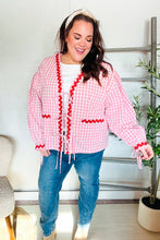 Load image into Gallery viewer, Spell Bound Red & Pink Cotton Ribbon Tie Gingham Pocket Jacket