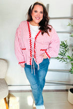 Load image into Gallery viewer, Spell Bound Red & Pink Cotton Ribbon Tie Gingham Pocket Jacket
