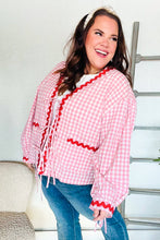 Load image into Gallery viewer, Spell Bound Red & Pink Cotton Ribbon Tie Gingham Pocket Jacket