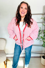 Load image into Gallery viewer, Spell Bound Red & Pink Cotton Ribbon Tie Gingham Pocket Jacket