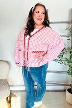 Load image into Gallery viewer, Spell Bound Red & Pink Cotton Ribbon Tie Gingham Pocket Jacket