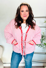 Load image into Gallery viewer, Spell Bound Red & Pink Cotton Ribbon Tie Gingham Pocket Jacket