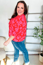 Load image into Gallery viewer, New Day Red Ribbon Bow Detail Floral Woven Blouse