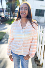 Load image into Gallery viewer, Embrace Joy Beige & Ivory Collar Stripe Bow Tie Terry Top