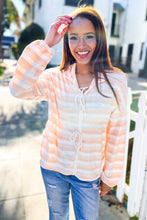 Load image into Gallery viewer, Embrace Joy Beige & Ivory Collar Stripe Bow Tie Terry Top