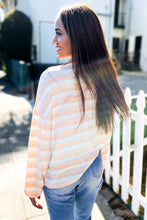 Load image into Gallery viewer, Embrace Joy Beige & Ivory Collar Stripe Bow Tie Terry Top