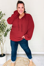 Load image into Gallery viewer, Feeling Femme Off Burgundy Frilled Edge V Neck Tie Top