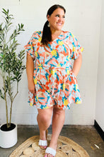 Load image into Gallery viewer, Tropical Trance Coral Tropical Floral Surplice Woven Romper