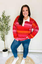 Load image into Gallery viewer, Be Bold Magenta Striped Button Down Placket Collared Top