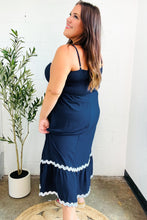 Load image into Gallery viewer, Bold & Sassy Navy Square Neck Ric Rac Trim Adjustable Straps Maxi
