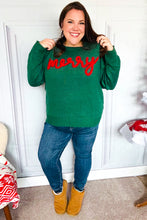Load image into Gallery viewer, Be Merry Hunter Green Pop Up Lurex Sweater