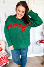 Load image into Gallery viewer, Be Merry Hunter Green Pop Up Lurex Sweater