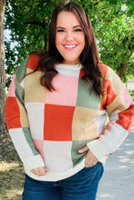 Load image into Gallery viewer, Be Bold Ivory & Rust Checker Jacquard Knit Sweater